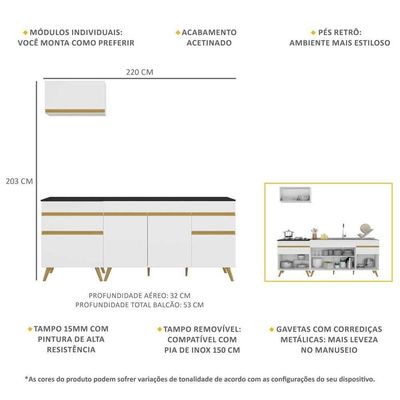 Cozinha Compacta Mp2074 Com Armário E Balcão Branca