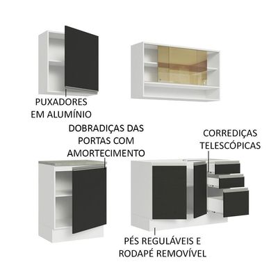 Cozinha Completa 180006 Com Armário E Balcão Branco/Preto