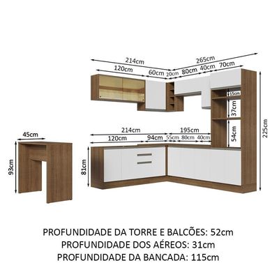 Cozinha Completa 504001 Com Armário E Bancada Rustic/Branco