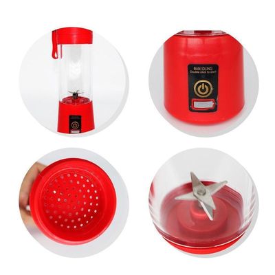 Mini Liquidificador Portátil Recarregável 6 Lâminas Vermelho