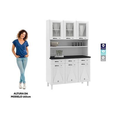 Armário De Cozinha De Aço Kit Triplo 120cm Branco