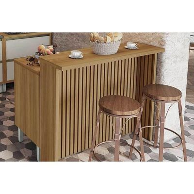 Bancada Ilha Cozinha Burguesa Com 2 Portas E 3 Gavetas 120cm Freijó Branco