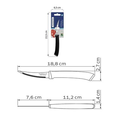Faca Para Tomate Tramontina Felice Lâmina Aço Inox Cabo Polipropileno Preto 3 Tramontina