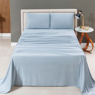 Jogo Cama Lençol Casa Scarpa Sonnet Casal Padrão Malha Lisa Algodão Macio 4 Peças - Cinza