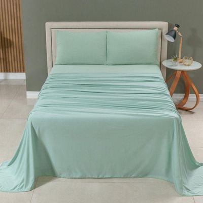 Jogo Cama Lençol Casa Scarpa Sonnet King Malha Lisa Algodão Macio 4 Peças - Verde Claro