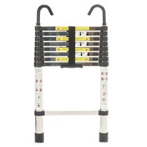 Escada Telescopica Extensiva Aço Inoxidável 9 Degraus 2,6m Cinza