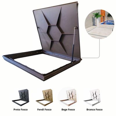 Tampão Tampa Casa De Maquina 80x80 Com Rebaixo Para Piso Aluminio Marrom