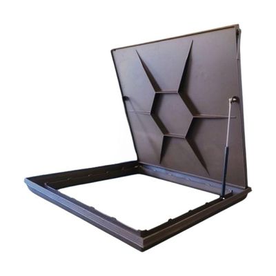 Tampão Tampa Casa De Maquina 80x80 Com Rebaixo Para Piso Aluminio Marrom