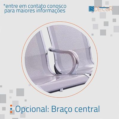 Cadeira Longarina Com Est Cromada 3 Lugares Preto