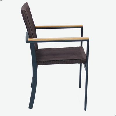 Jogo De Mesa Ripada 1,00m 4 Poltronas Amélia Corda Náutica Para Jantar Jardim Piscina Marrom