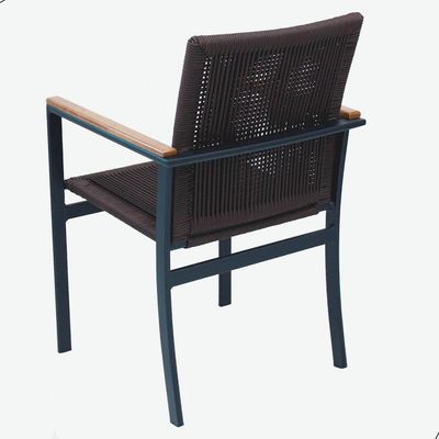 Jogo De Mesa Ripada 1,00m 4 Poltronas Amélia Corda Náutica Para Jantar Jardim Piscina Marrom