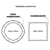 Jogo De Guardanapos Sousplat Americano 12 Peças Bordado Decorativo - Paris Detalhe Branco Marinho