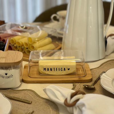Manteigueira Em Bambu Ecokitchen 19,6x13,4cm Mimo Style - Exclusivo