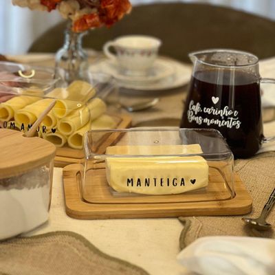 Manteigueira Em Bambu Ecokitchen 19,6x13,4cm Mimo Style - Exclusivo