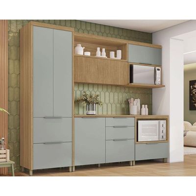 Cozinha Modulada Completa Marquesa 5 Peças 2 Aéreos + 2 Balcões + 1 Paneleiro C5p34 Nature