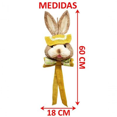 Pendente Coelho De Páscoa Artesanal Decoração Amarelo 60cm