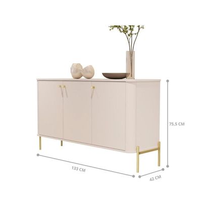 Jogo Aparador E Cristaleira Valentine Off White Dourado