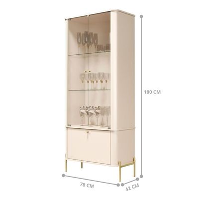 Jogo Aparador E Cristaleira Valentine Off White Dourado