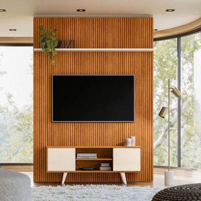 Painel Para Tv 65 Polegadas Composição Bancada Panor Cinamomo/off White