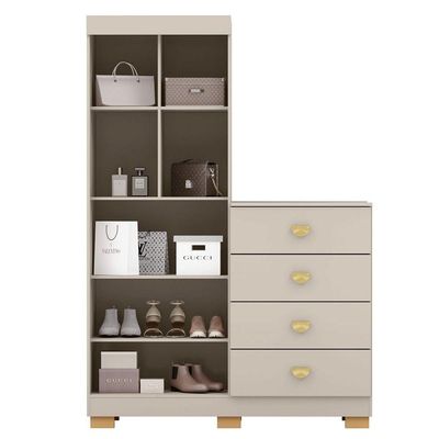Cômoda Guarda-roupa Com 4 Gavetas E 5 Prateleiras Cristine Fendi