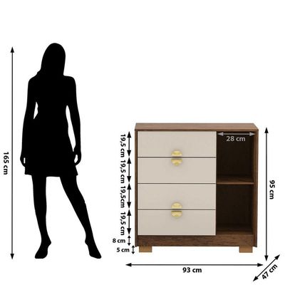 Cômoda Sapateira 4 Gavetas Clarabella Imbuia Fendi