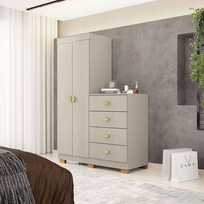 Cômoda Guarda-roupa Com 4 Gavetas E 5 Prateleiras Cristine Fendi