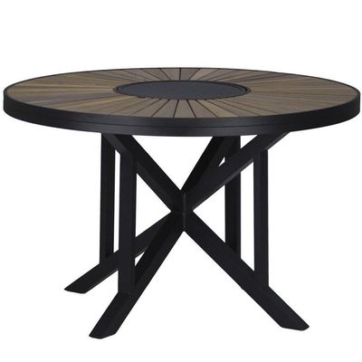 04 Cadeiras Floripa Em Alumínio Pintura E Mesa Atenas 120cm Pedra Ferro