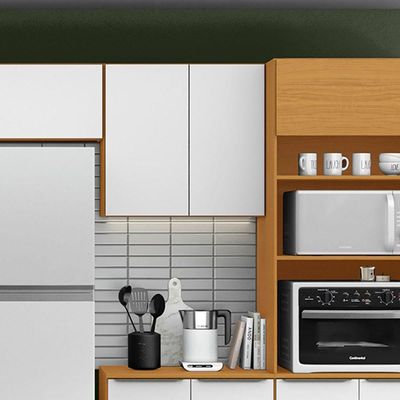 Armário Aéreo 70cm 2 Portas 100% Mdf Luna Cinamomo/off White