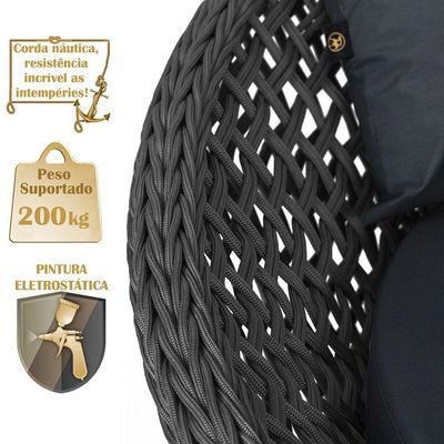 Chaise Hungria Pintura Preta Corda Náutica E12 Trama Preto