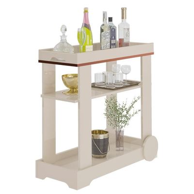 Carrinho Bar Com Rodizios 80 Cm 4627 Off White Arly
