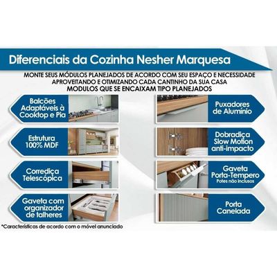 Cozinha Modulada Completa Marquesa 7 Peças 33 Aéreos + 3 Balcões + 1 Paneleiro C6p41 Nature Verde