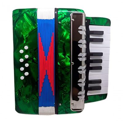 Acordeon Sanfona Infantil Semi Profissional 8 Baixos Verde