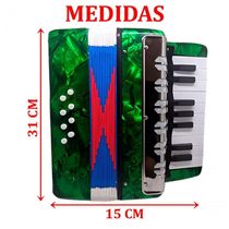 Acordeon Sanfona Infantil Semi Profissional 8 Baixos Verde