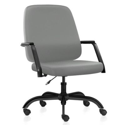 Kit 02 Cadeiras Executiva Diretor Base Giratória Hub F02 Sintético Cinza - Lyam Decor
