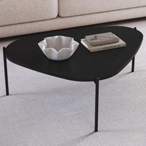 Mesa De Centro Para Sala De Estar Pés Metálicos Baixa Adek A03 Nero Preto - Lyam Decor