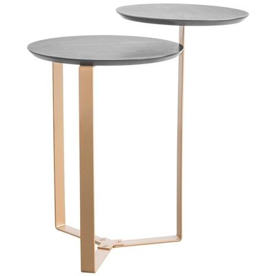Mesa Lateral Para Sala De Estar 2 Em 1 Pés Metálicos Dari A03 Nero Dourado - Lyam Decor