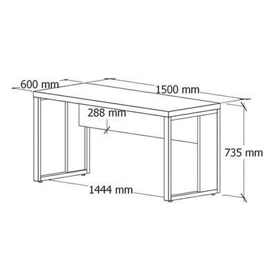 Mesa Escrivaninha Retangular Office 150cm Pé Quadro Nogal-preto