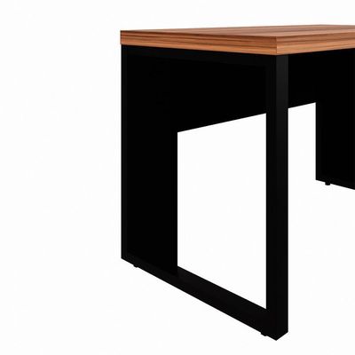 Mesa Escrivaninha Retangular Office 150cm Pé Quadro Nogal-preto