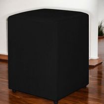 17448389957633 Puff Quadrado Tecido Suede Preto