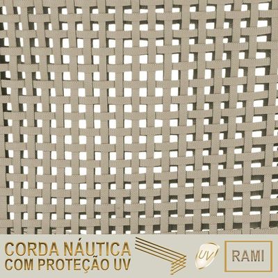 2 Poltronas Texas Em Alumínio Preto Corda Náutica Trama Rami