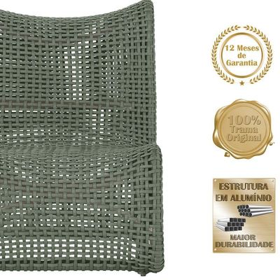 3 Poltronas E Mesa Texas Alumínio Fendi Corda Náutica Trama Verde