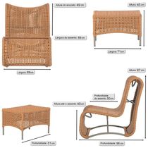 3 Poltronas E Mesa Texas Alumínio Fendi Corda Náutica Trama Terra Cota