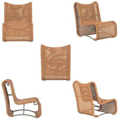3 Poltronas E Mesa Texas Alumínio Fendi Corda Náutica Trama Terra Cota