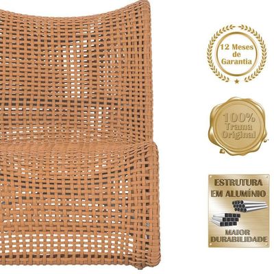 3 Poltronas E Mesa Texas Alumínio Fendi Corda Náutica Trama Terra Cota