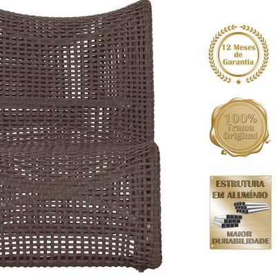 3 Poltronas E Mesa Texas Alumínio Fendi Corda Náutica Trama Marrom