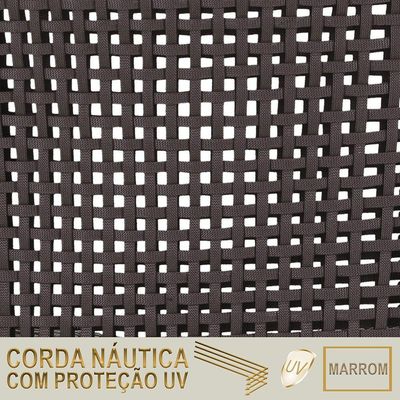 3 Poltronas E Mesa Texas Alumínio Fendi Corda Náutica Trama Marrom
