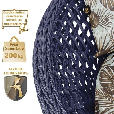 Chaise Hungria Pintura Fendi Corda Náutica E6 Trama Original Azul