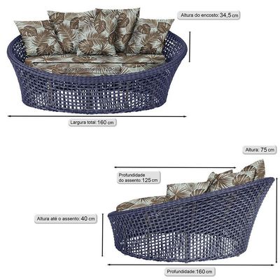 Chaise Hungria Pintura Fendi Corda Náutica E6 Trama Original Azul