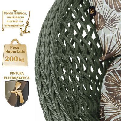 Chaise Hungria Pintura Preta Corda Náutica E6 Trama Original Verde