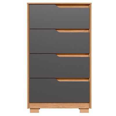 Kit Cômoda 4 Gavetas E Mesa De Cabeceira Sara 2 Gavetas Flex Freijó/titanium